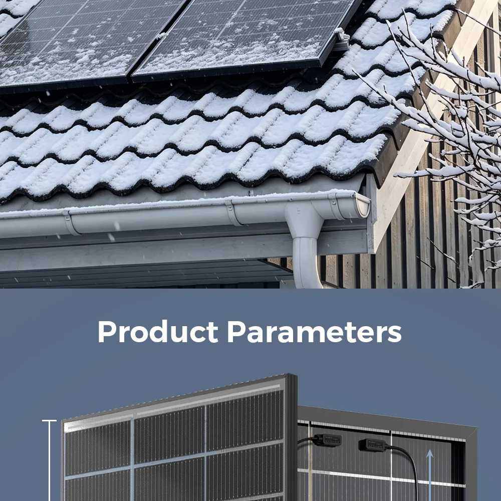 RVPOZWER 400W Bifacial Solar Panel 18BB N-Type Mono Cells High-Efficiency PV Power for Home Rooftop Off-Grid Outdoor Camping Farm