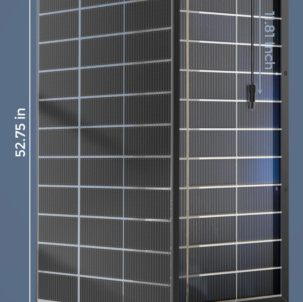 RVPOZWER 400W Bifacial Solar Panel 18BB N-Type Mono Cells High-Efficiency PV Power for Home Rooftop Off-Grid Outdoor Camping Farm