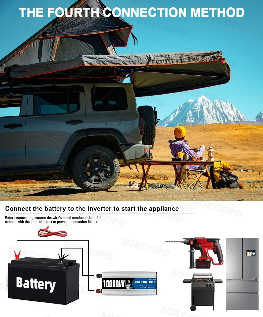 SOECOPO 10000W Solar System Kit, 500W Photovoltaic Solar Panel + 10000W Power Inverter + 100A Controller, DC 12V to AC 110V/220V, Complete with Cables, Clips & Suction Cups, Fast 2-8 Days US Delivery