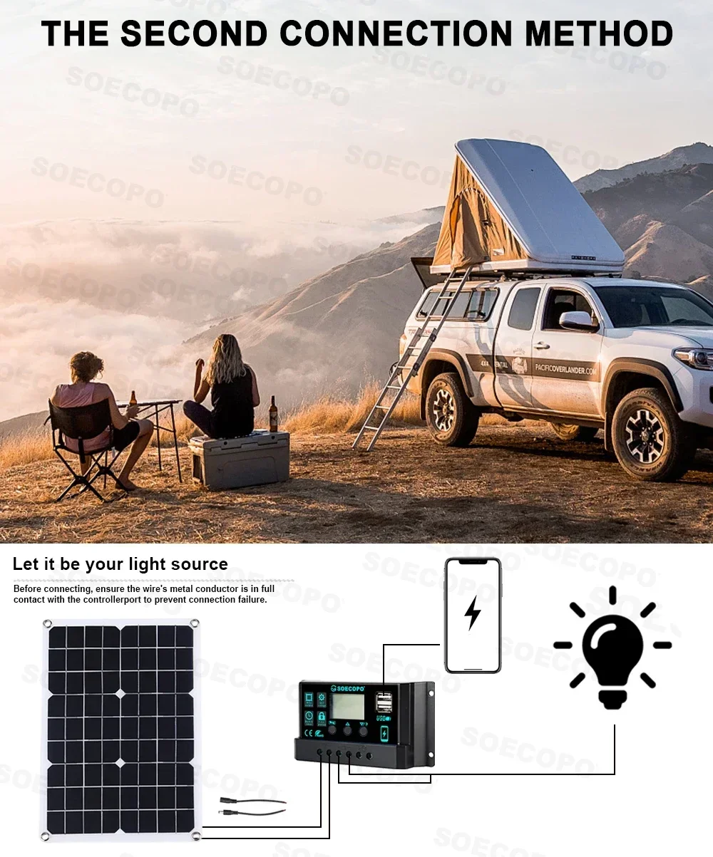 SOECOPO 10000W Solar System Kit, 500W Photovoltaic Solar Panel + 10000W Power Inverter + 100A Controller, DC 12V to AC 110V/220V, Complete with Cables, Clips & Suction Cups, Fast 2-8 Days US Delivery