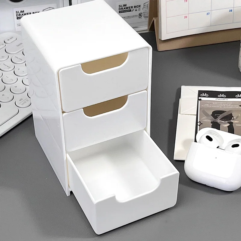 Desktop Storage Box For Makeup Jewelry Mini Large Capacity Jewelry Box Multifunctional 3-Tier Desk Organizer With Drawers