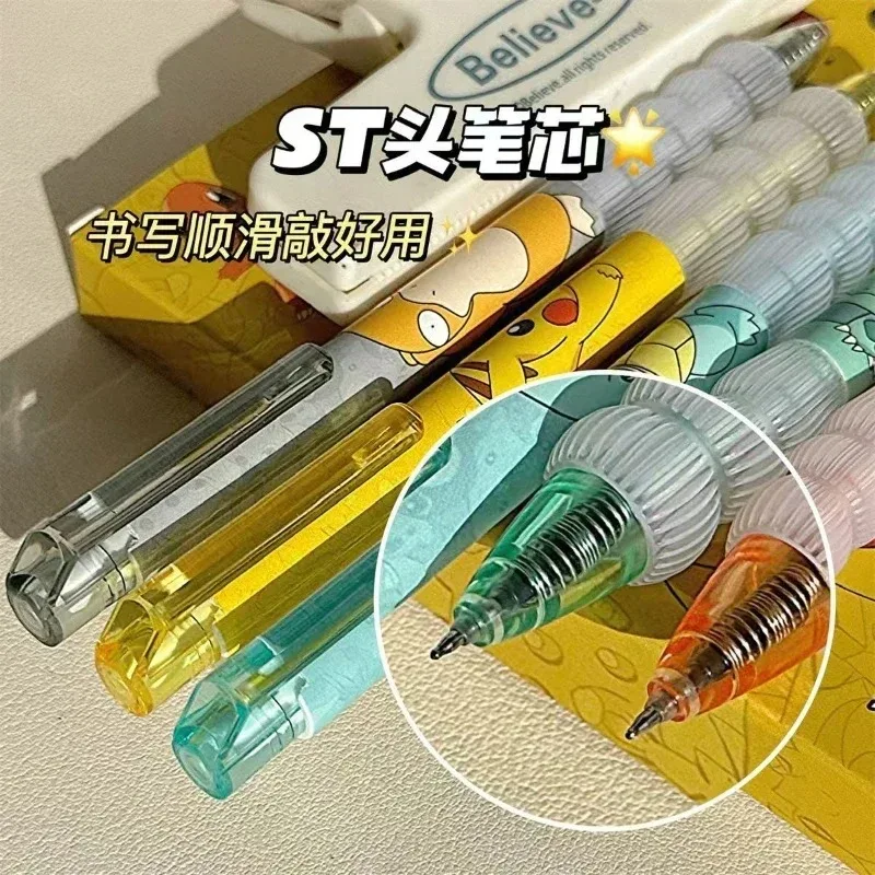 5Pcs Cute Anime Gel Pens Set, Kawaii Retractable Black Ink Pens, Student School Supplies Stationery Gift for Classroom Rew