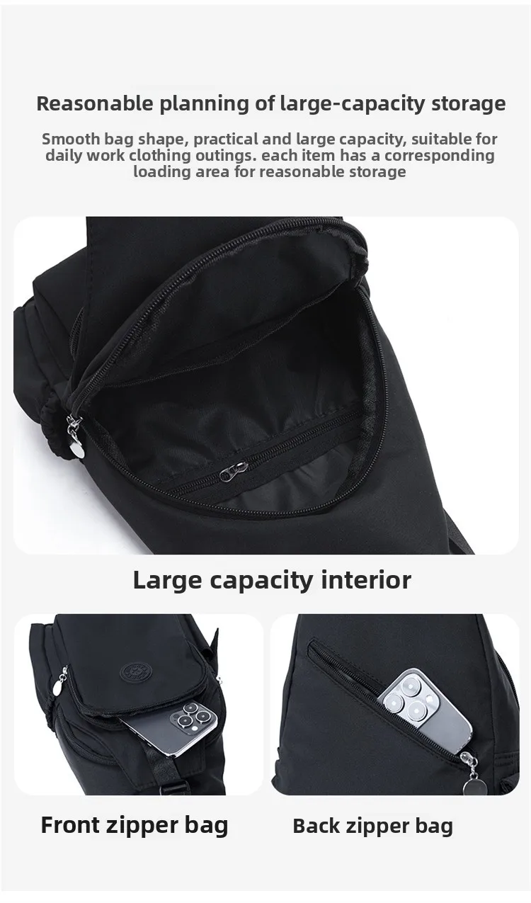 Korean Version of Nylon Fabric Fashion Trend Simple Casual Women Chest Bag with Large Capacity Multi-Functional Backpack 핸드백
