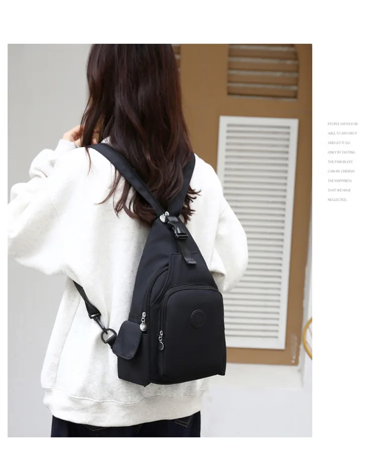 Korean Version of Nylon Fabric Fashion Trend Simple Casual Women Chest Bag with Large Capacity Multi-Functional Backpack 핸드백