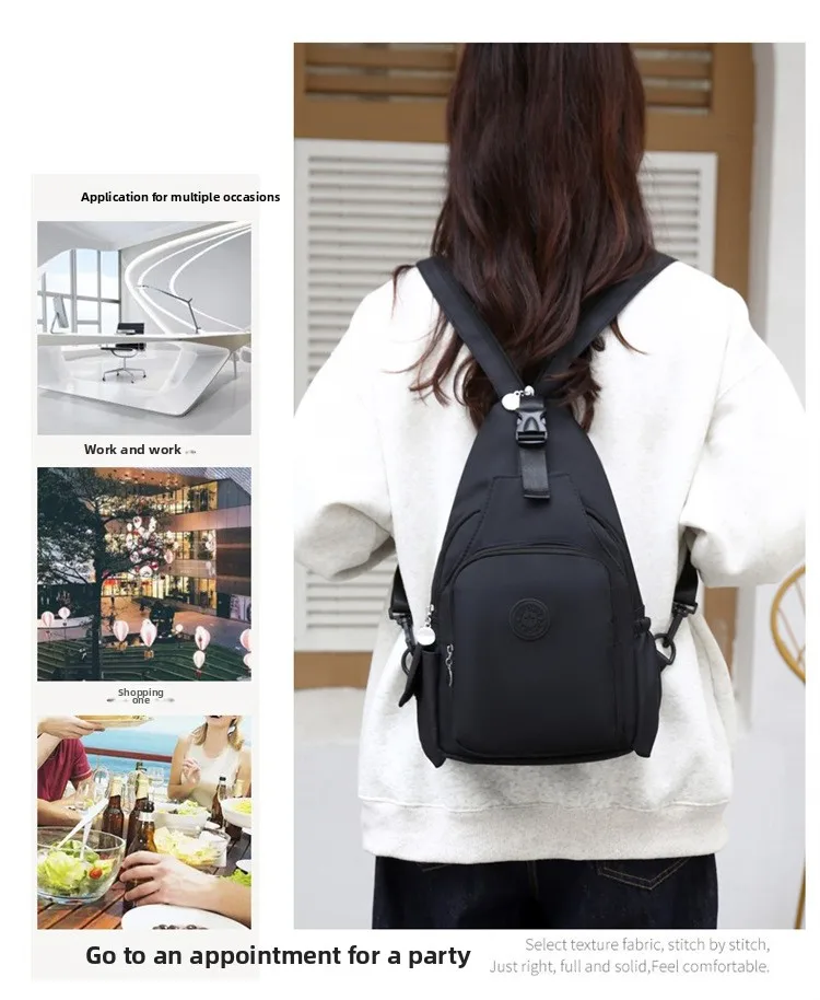 Korean Version of Nylon Fabric Fashion Trend Simple Casual Women Chest Bag with Large Capacity Multi-Functional Backpack 핸드백