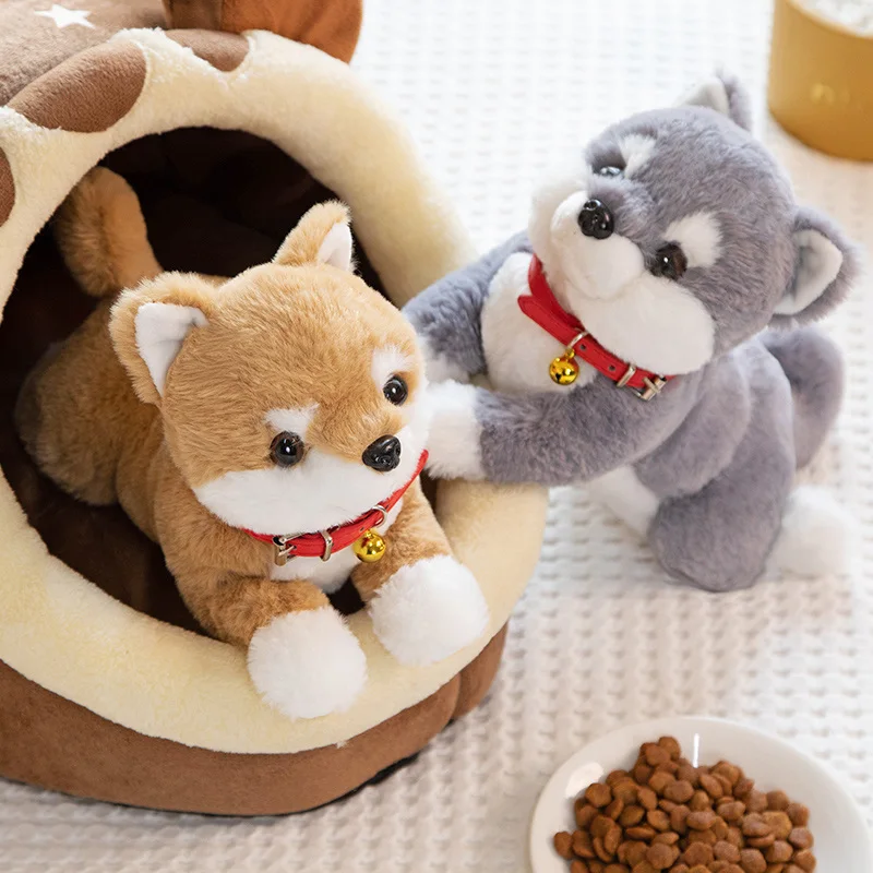 Lifelike Shiba Inu Dog Plush Toys Simulation Stuffed Puppy Corgi Doll Soft Kawaii Cartoon Animal Pillow Gift for Kids Children
