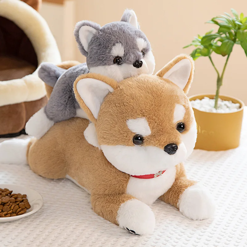 Lifelike Shiba Inu Dog Plush Toys Simulation Stuffed Puppy Corgi Doll Soft Kawaii Cartoon Animal Pillow Gift for Kids Children