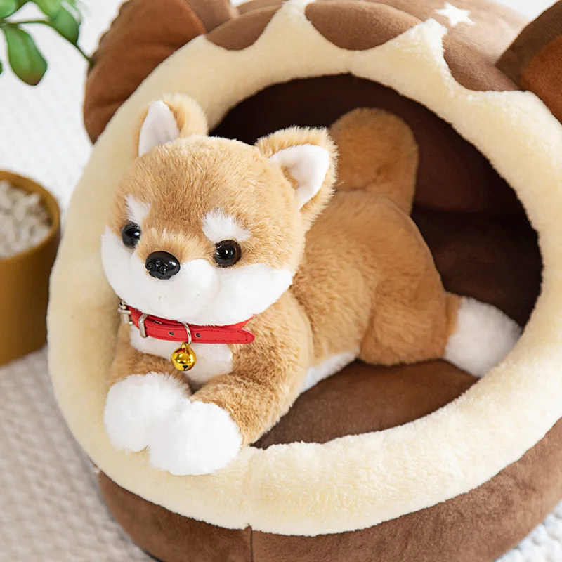 Lifelike Shiba Inu Dog Plush Toys Simulation Stuffed Puppy Corgi Doll Soft Kawaii Cartoon Animal Pillow Gift for Kids Children