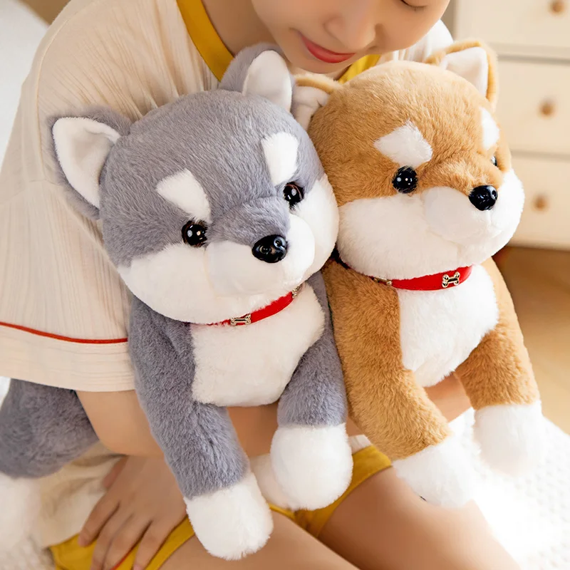 Lifelike Shiba Inu Dog Plush Toys Simulation Stuffed Puppy Corgi Doll Soft Kawaii Cartoon Animal Pillow Gift for Kids Children
