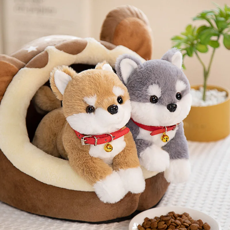 Lifelike Shiba Inu Dog Plush Toys Simulation Stuffed Puppy Corgi Doll Soft Kawaii Cartoon Animal Pillow Gift for Kids Children