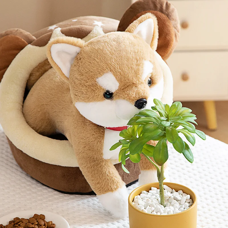 Lifelike Shiba Inu Dog Plush Toys Simulation Stuffed Puppy Corgi Doll Soft Kawaii Cartoon Animal Pillow Gift for Kids Children