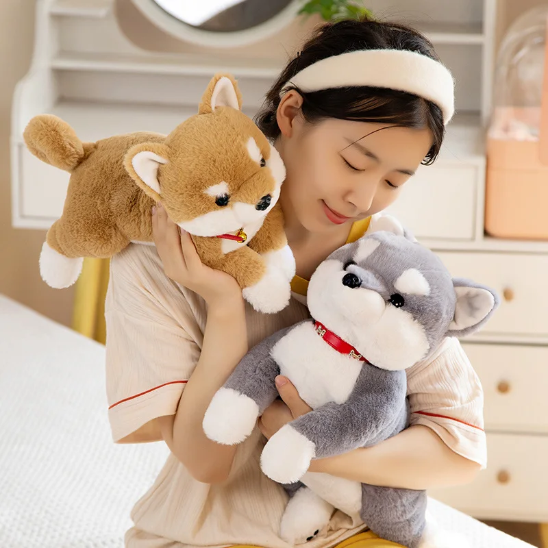 Lifelike Shiba Inu Dog Plush Toys Simulation Stuffed Puppy Corgi Doll Soft Kawaii Cartoon Animal Pillow Gift for Kids Children