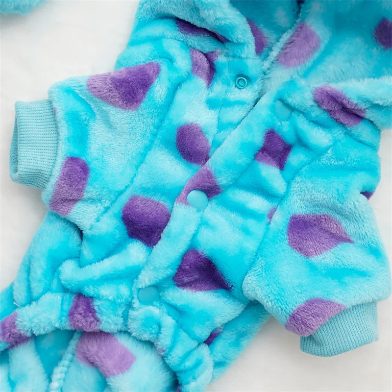 Cute Dinosaur Bee Pet Costume 4 Legs Jumpsuit for Small Dogs Cats, Soft Plush Warm Cosplay Outfit Winter Clothes