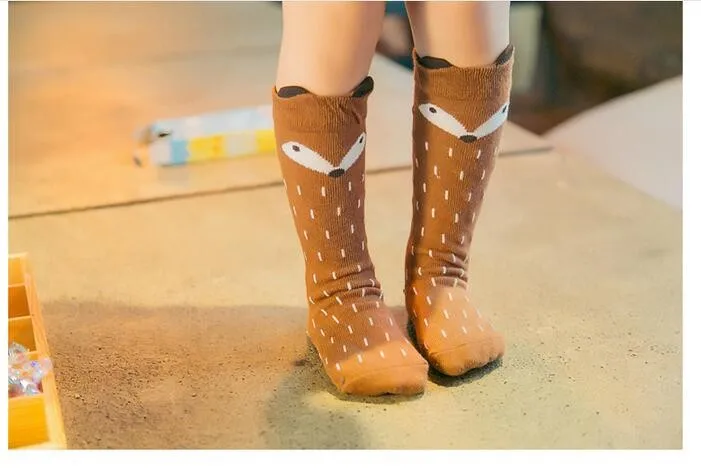 Baby Girl Socks Knee Long Hosiery Cartoon Fox leg warmer Cotton Knee Socks Kid Clothing unisex Toddler Boot Socks 0 To 6 Year