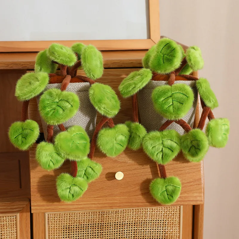 18CM Simulated Pothos Plush Potted Plant Stuffed Toys For Home Decoration Gifts