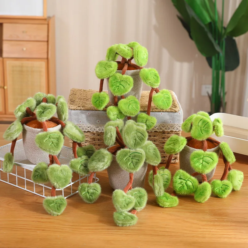 18CM Simulated Pothos Plush Potted Plant Stuffed Toys For Home Decoration Gifts
