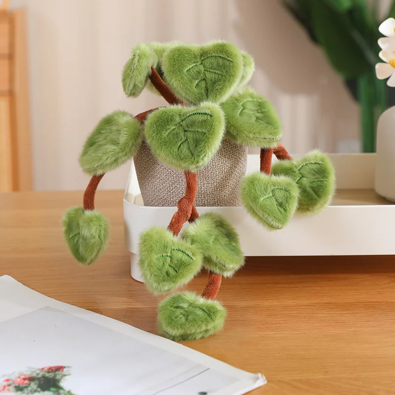 18CM Simulated Pothos Plush Potted Plant Stuffed Toys For Home Decoration Gifts