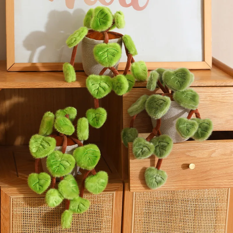 18CM Simulated Pothos Plush Potted Plant Stuffed Toys For Home Decoration Gifts