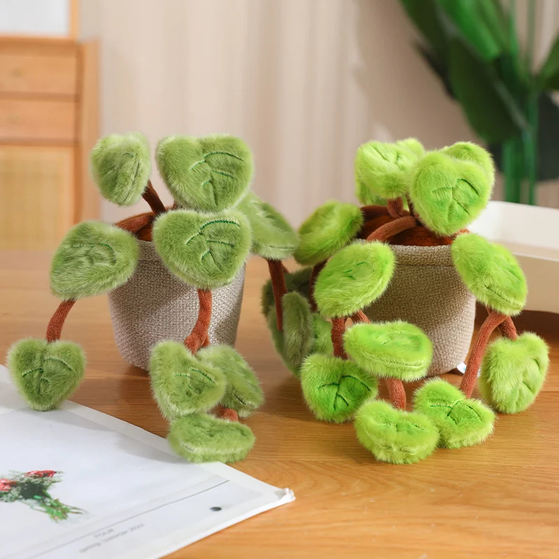 18CM Simulated Pothos Plush Potted Plant Stuffed Toys For Home Decoration Gifts