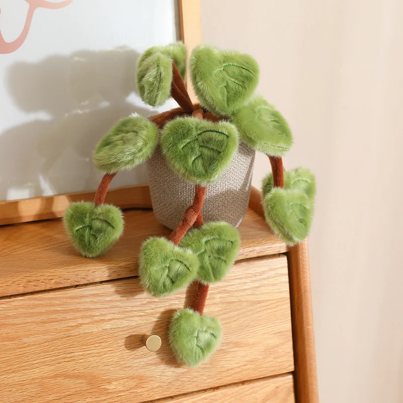 18CM Simulated Pothos Plush Potted Plant Stuffed Toys For Home Decoration Gifts