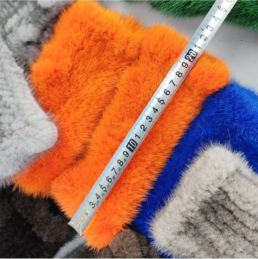 New Style Women Winter Real Mink Fur Gloves 100% Natural Warm Mink Fur Fingerless Gloves Girls Knitted Genuine Mink Fur Mittens