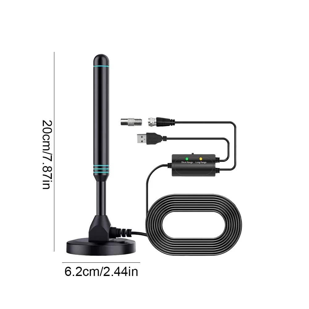 4K/1080P HD Digital TV Antenna with Signal Amplifier 480+ Miles Indoor Outdoor Antenna Magnetic Base VHF UHF Digital HD Aerial