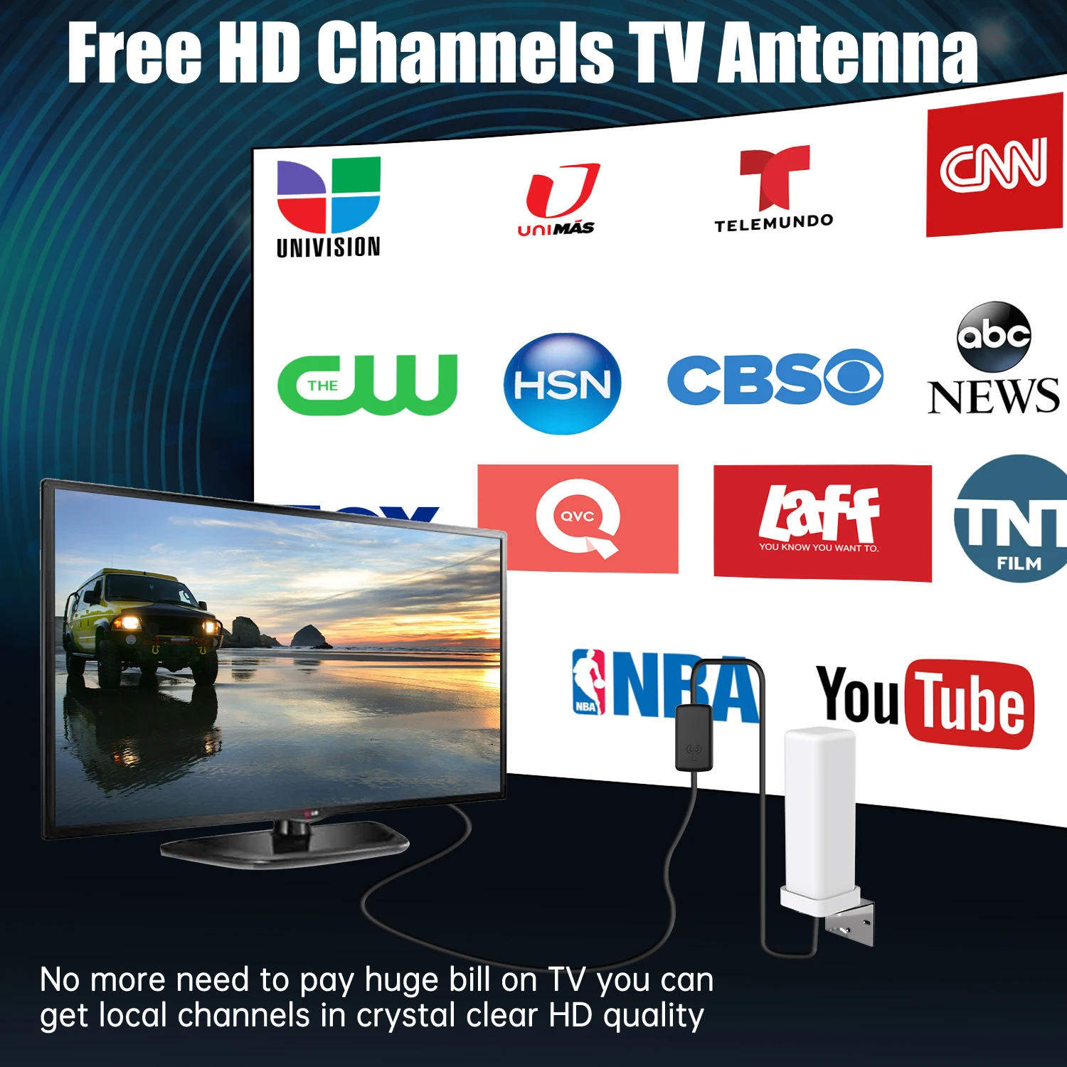 35dBi Outdoor Digital HD TV Antenna 6000miles Long Range Signal Amplifier 4K 1080P Free HDTV Channel for ATSC/DVB-T/DMB-T/ISDB-T