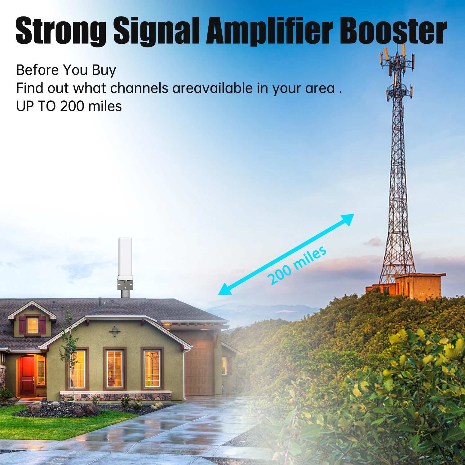35dBi Outdoor Digital HD TV Antenna 6000miles Long Range Signal Amplifier 4K 1080P Free HDTV Channel for ATSC/DVB-T/DMB-T/ISDB-T