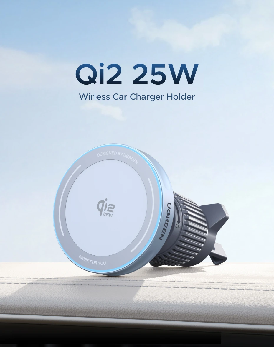 UGREEN Qi2.2 25W 15W Magnetic Car Phone Holder Wireless Charger Stand For iPhone 17 16 Pro Max Charging Magnetic Car Charger