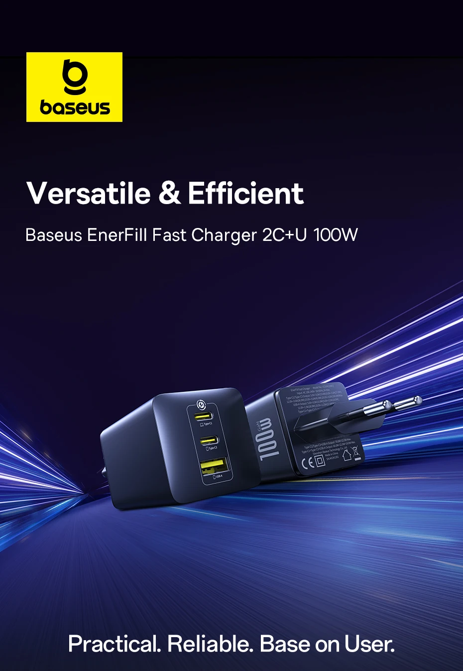 Baseus 100W GaN Charger Fast Charger For Xiaomi Samsung iPhone 17 16 15 Laptop Tablet Charger PD Charger With USB Phone Charger