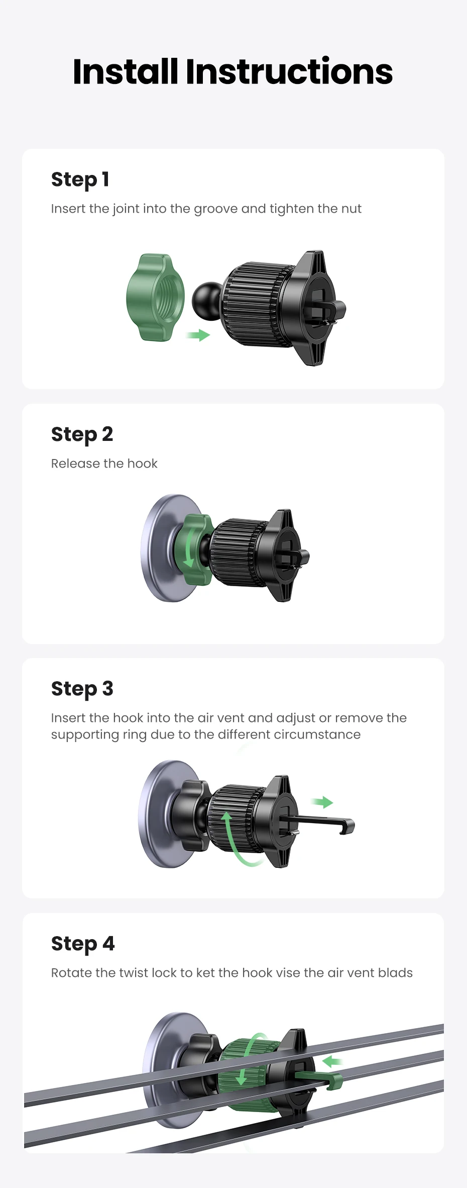 UGREEN Magnetic Car Phone Holder Air Vent Car Phone Stand For Magsafe iPhone 15 14 13 ProMax Xiaomi Samsung Strong Magnet Holder