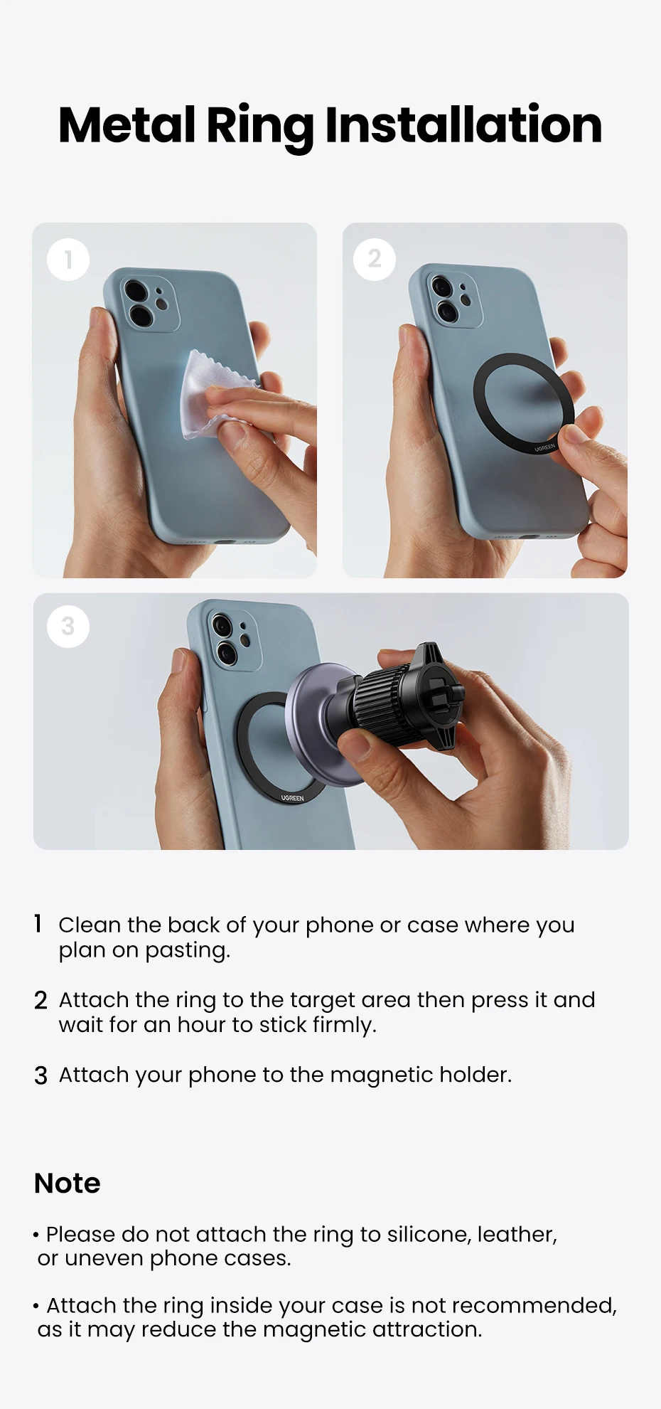 UGREEN Magnetic Car Phone Holder Air Vent Car Phone Stand For Magsafe iPhone 15 14 13 ProMax Xiaomi Samsung Strong Magnet Holder