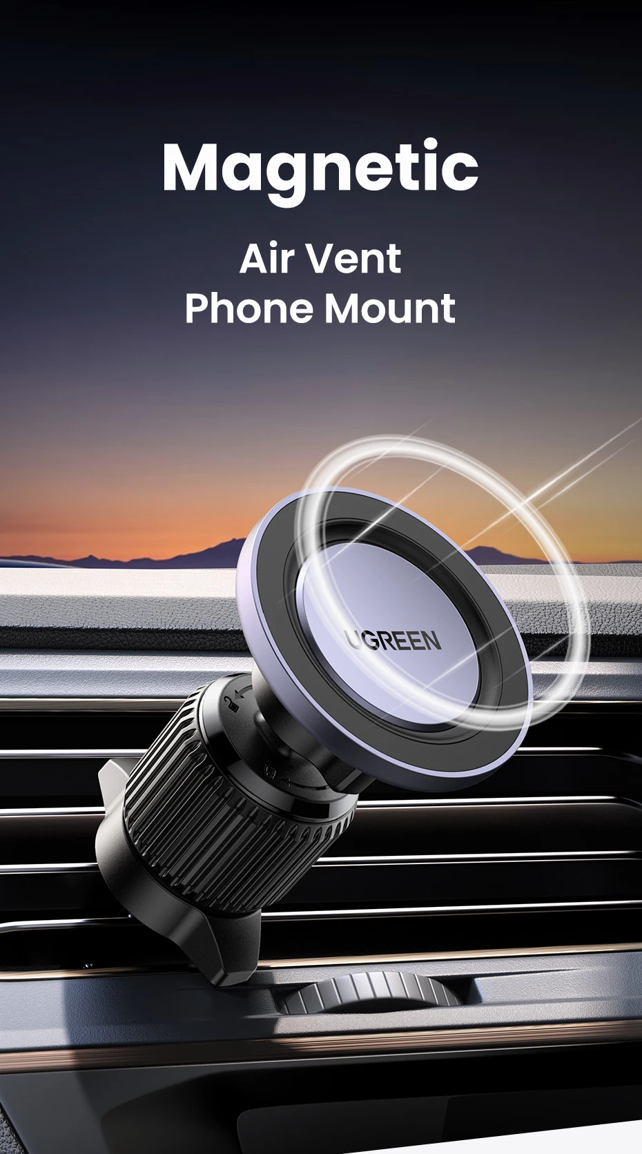 UGREEN Magnetic Car Phone Holder Air Vent Car Phone Stand For Magsafe iPhone 15 14 13 ProMax Xiaomi Samsung Strong Magnet Holder