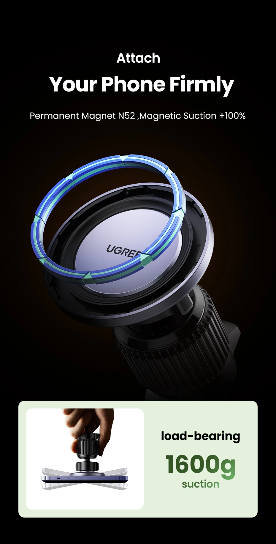 UGREEN Magnetic Car Phone Holder Air Vent Car Phone Stand For Magsafe iPhone 15 14 13 ProMax Xiaomi Samsung Strong Magnet Holder