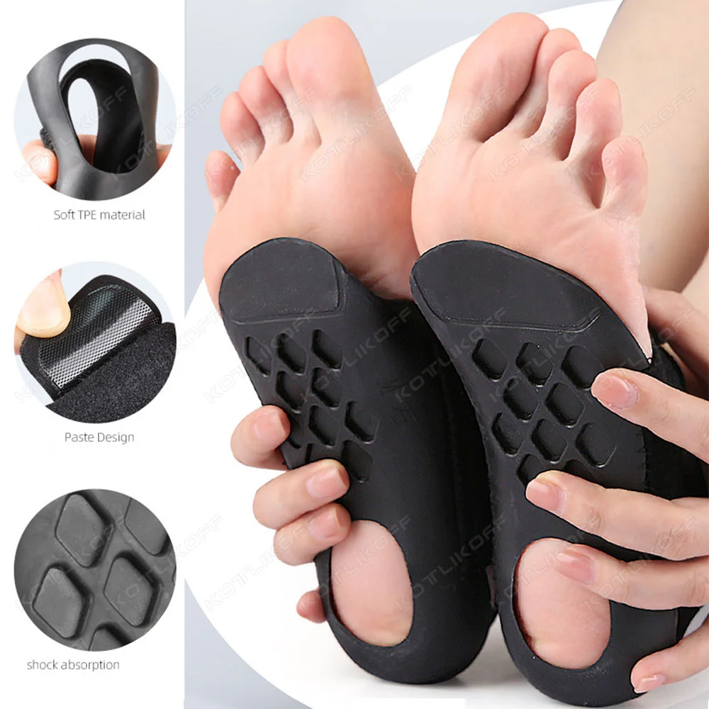 KOTLIKOFF 1 Pair Orthopedic Wearable Insoles For Flat Feet O-Shaped Unisex Pressure-relieving Walking Foot Care Arch Support Pad