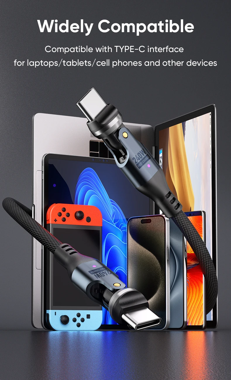 AUFU 240W USB C To Type C Cable For iPhone 16 15 Promax PD3.1 5A Super Fast Charging Data Cord For Macbook iPad Laptop USBC Wire