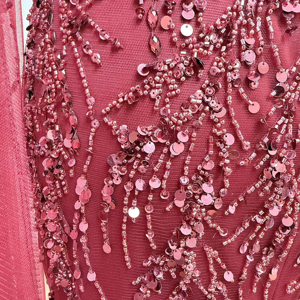 Eshaut&bridal Luxury Mermaid Evening Dress with Cape Sleeves for Women Elegant Beaded Formal Prom Wedding Party Gowns Customized
