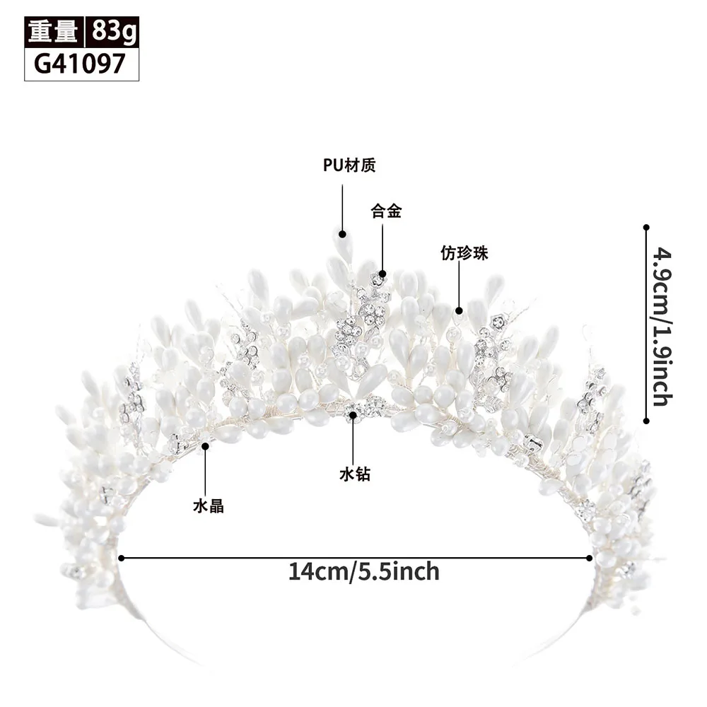 SLBRIDAL Handmade Ins Luxury Rhinestones Crystal Soft Clay Flowers Pearls Bridal Tiara Wedding Crown Women Girls Hair Jewelry