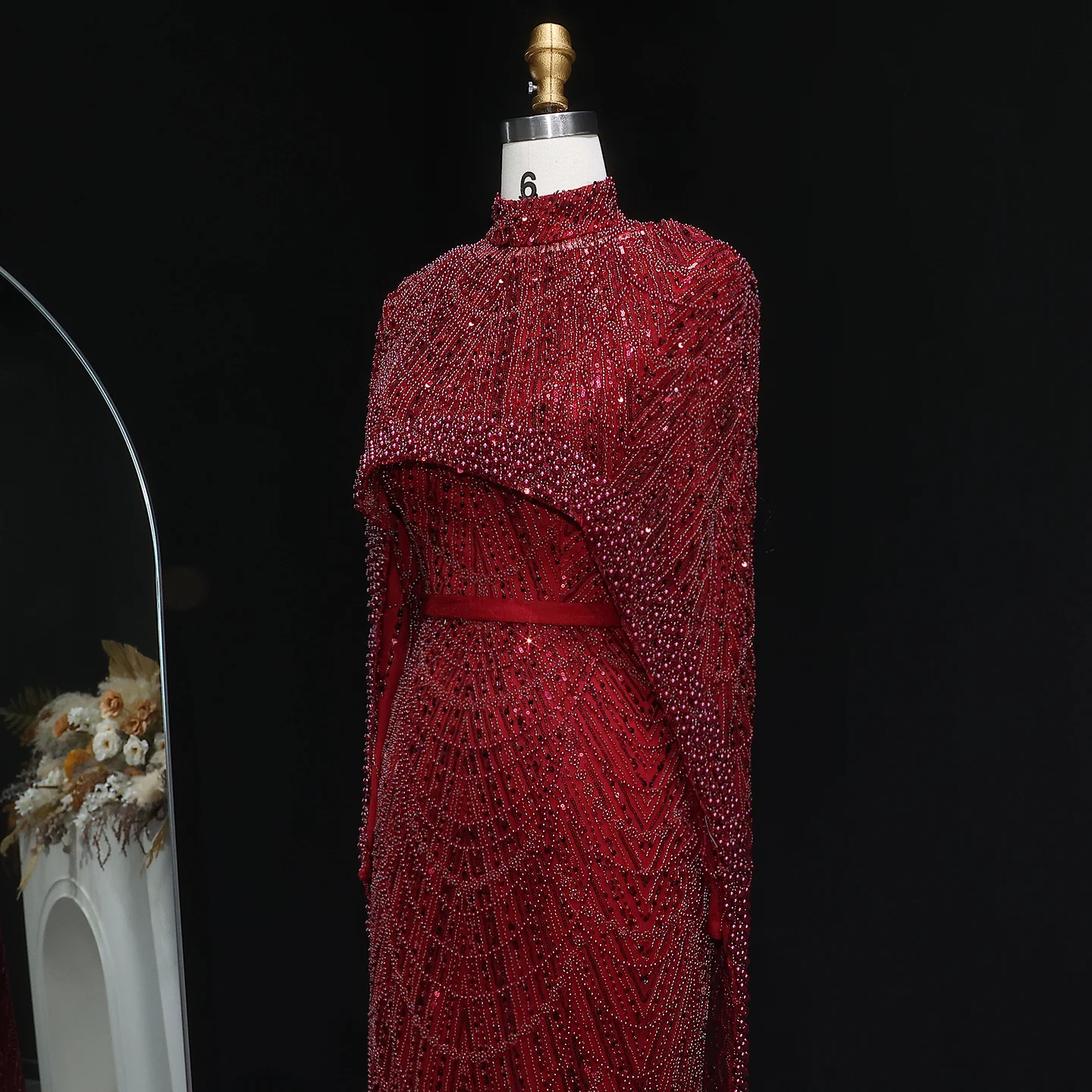 Sharon Said Dubai Nude Luxury Long Sleeves Muslim Evening Dress with Cape Women Wedding Special Occasion Gowns SS369A Customized
