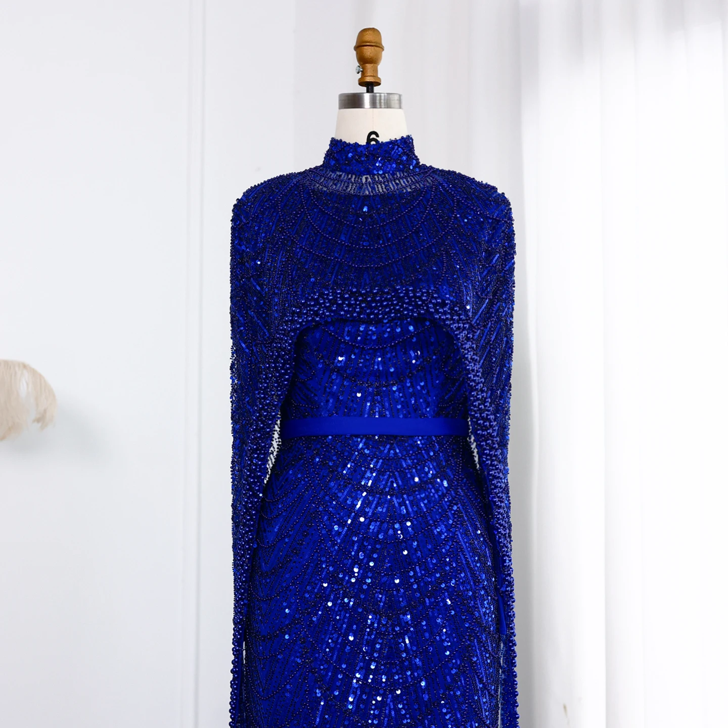 Sharon Said Dubai Nude Luxury Long Sleeves Muslim Evening Dress with Cape Women Wedding Special Occasion Gowns SS369A Customized