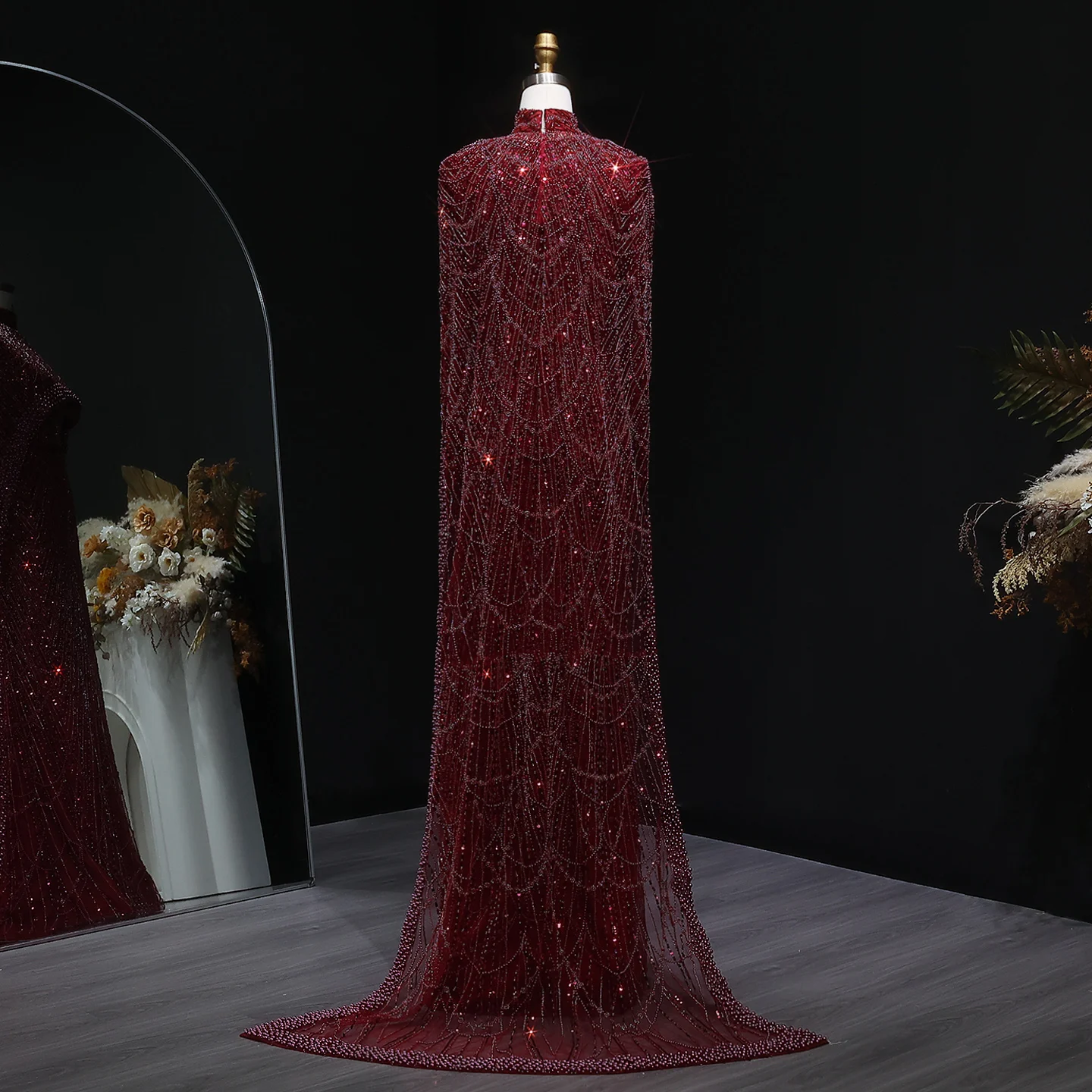 Sharon Said Dubai Nude Luxury Long Sleeves Muslim Evening Dress with Cape Women Wedding Special Occasion Gowns SS369A Customized