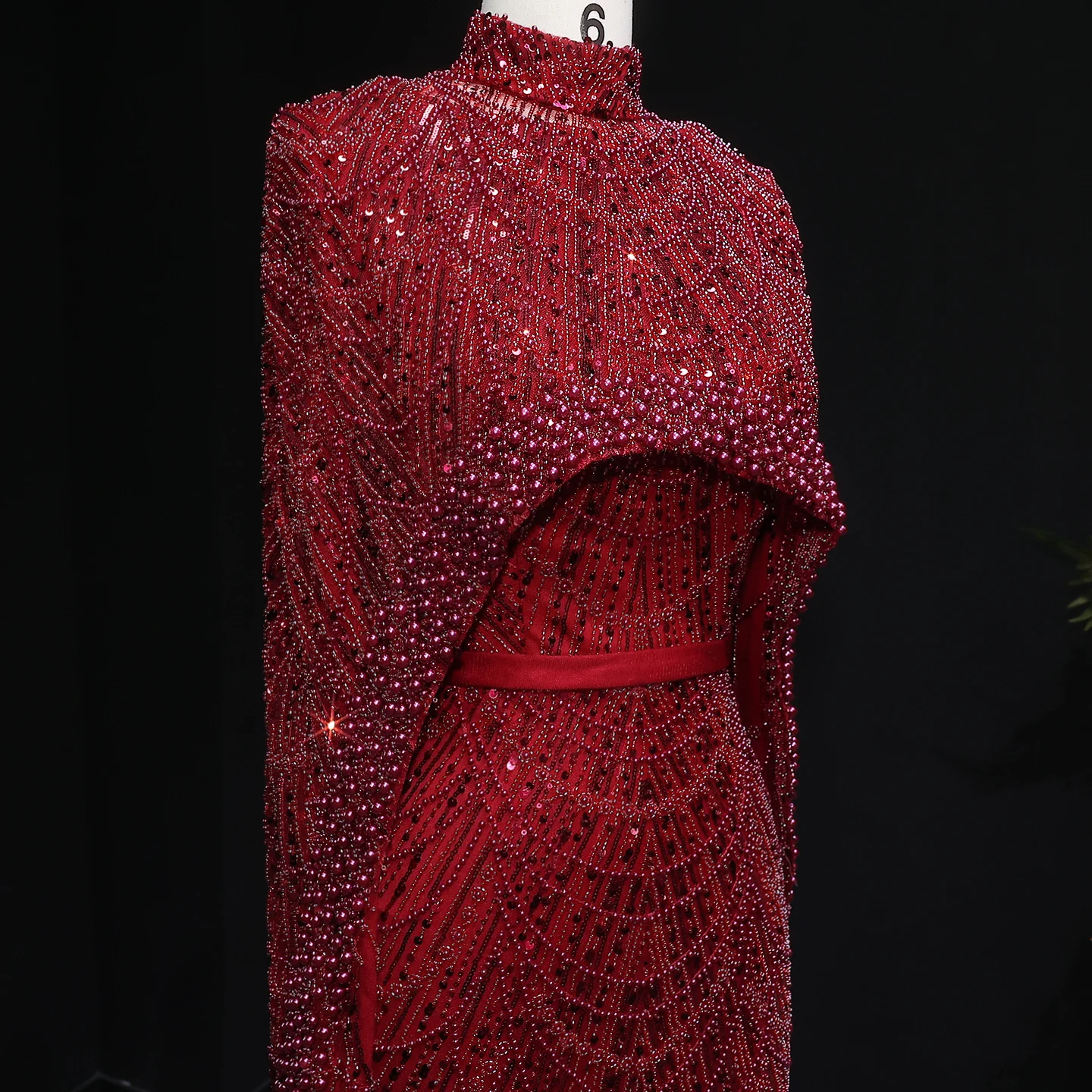 Sharon Said Dubai Nude Luxury Long Sleeves Muslim Evening Dress with Cape Women Wedding Special Occasion Gowns SS369A Customized