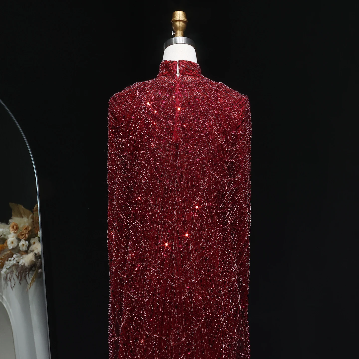 Sharon Said Dubai Nude Luxury Long Sleeves Muslim Evening Dress with Cape Women Wedding Special Occasion Gowns SS369A Customized