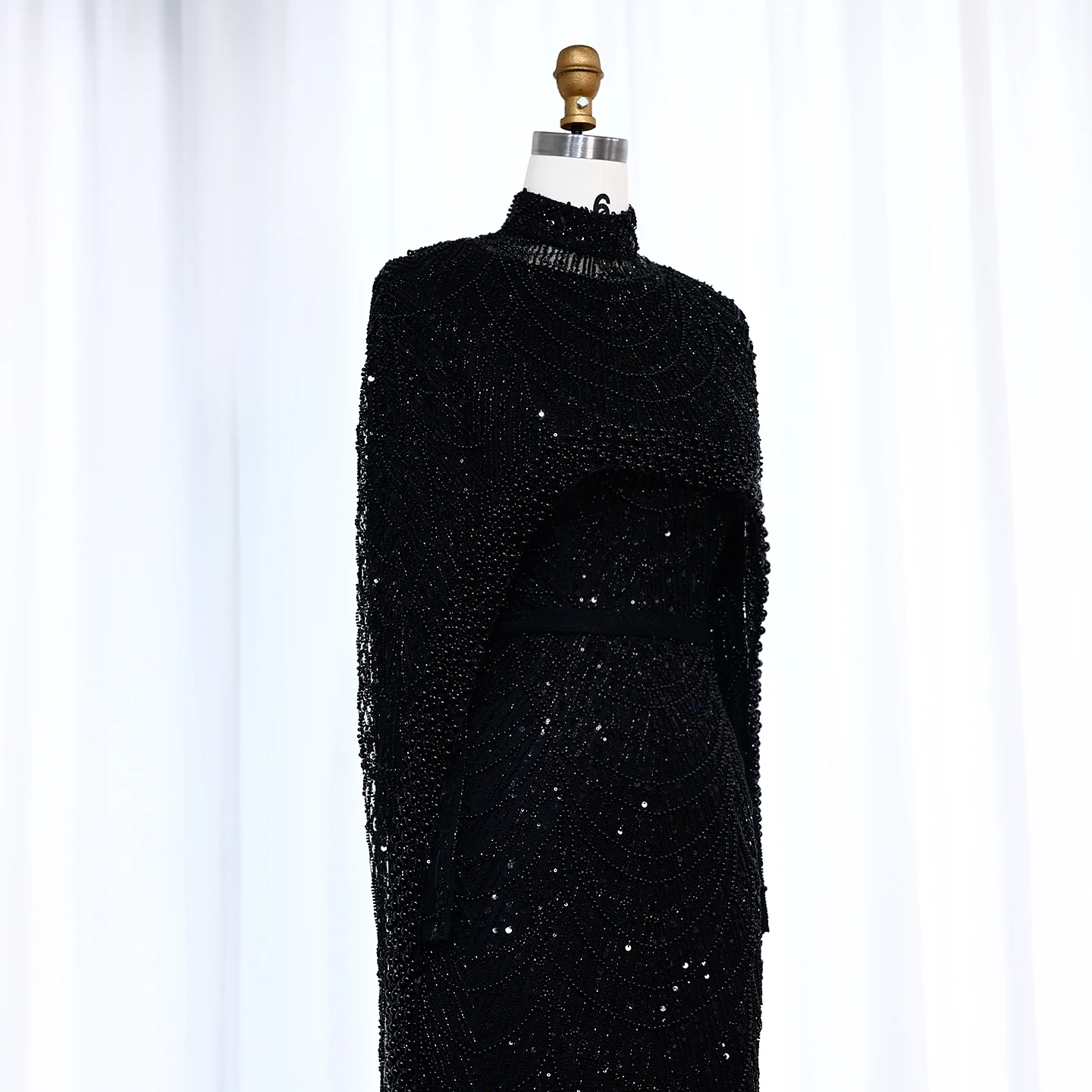 Sharon Said Dubai Nude Luxury Long Sleeves Muslim Evening Dress with Cape Women Wedding Special Occasion Gowns SS369A Customized