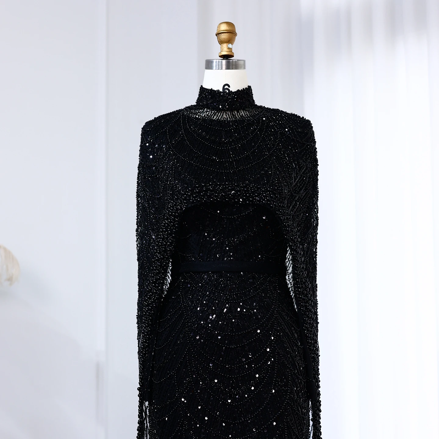 Sharon Said Dubai Nude Luxury Long Sleeves Muslim Evening Dress with Cape Women Wedding Special Occasion Gowns SS369A Customized