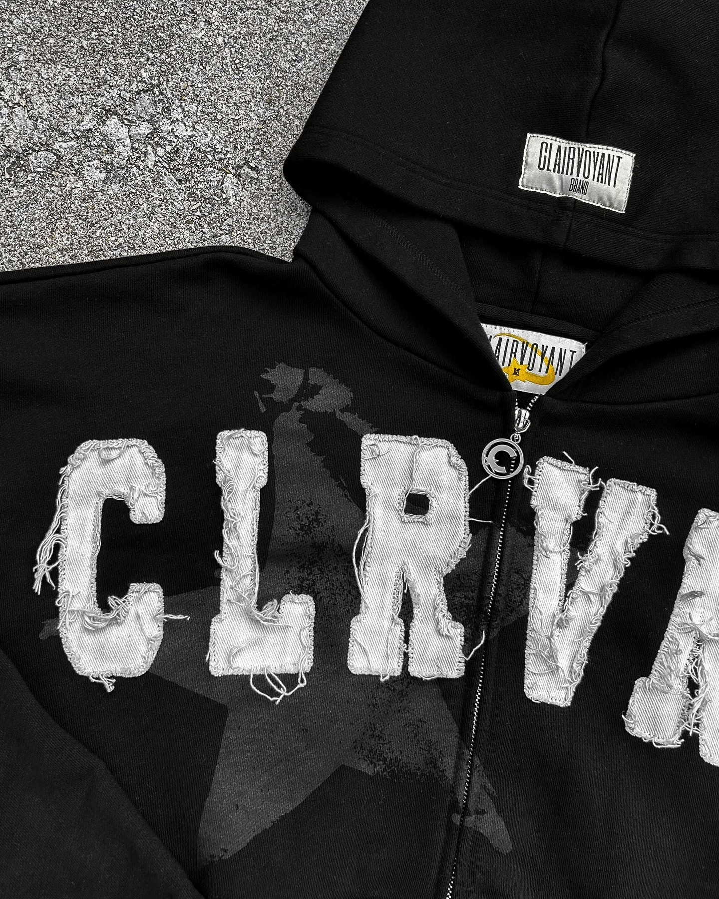 Black CLRVNT Trendy Brand America Streetwear Y2K Letter Patchwork Zip Up Hoodie Gothic Punk Rock Men Women Sweatsuit Hoodies