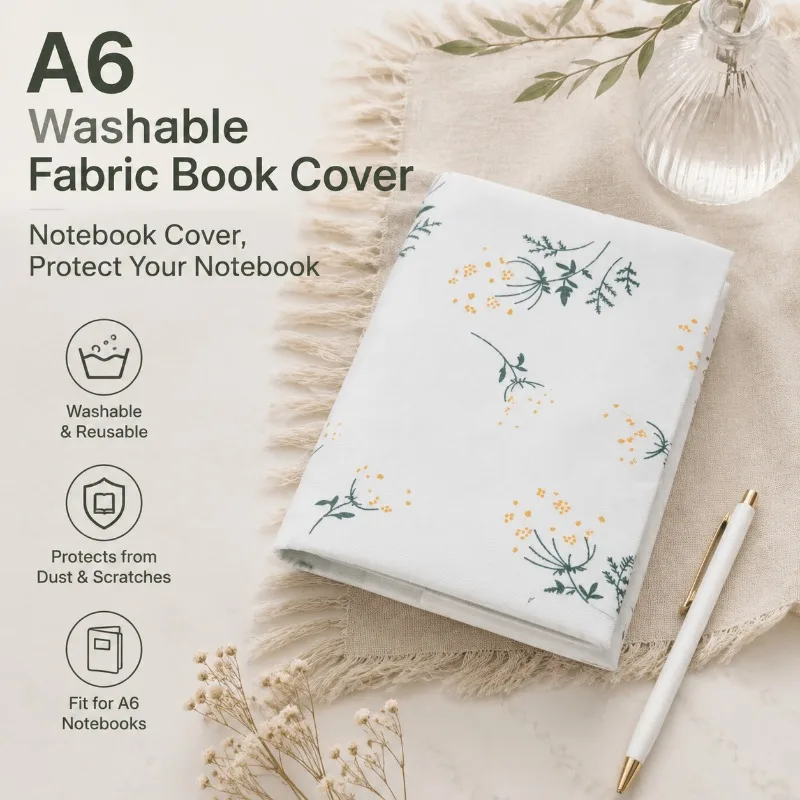 1PC A5 A6 Lilac Floral Fabric Book Cover Washable Soft Cloth Book Sleeve Protector Notebook Paperback Book Cover Stationery Gift