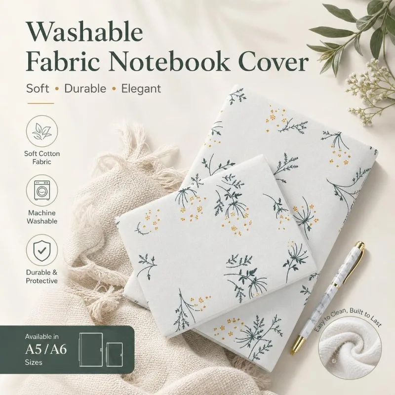 1PC A5 A6 Lilac Floral Fabric Book Cover Washable Soft Cloth Book Sleeve Protector Notebook Paperback Book Cover Stationery Gift