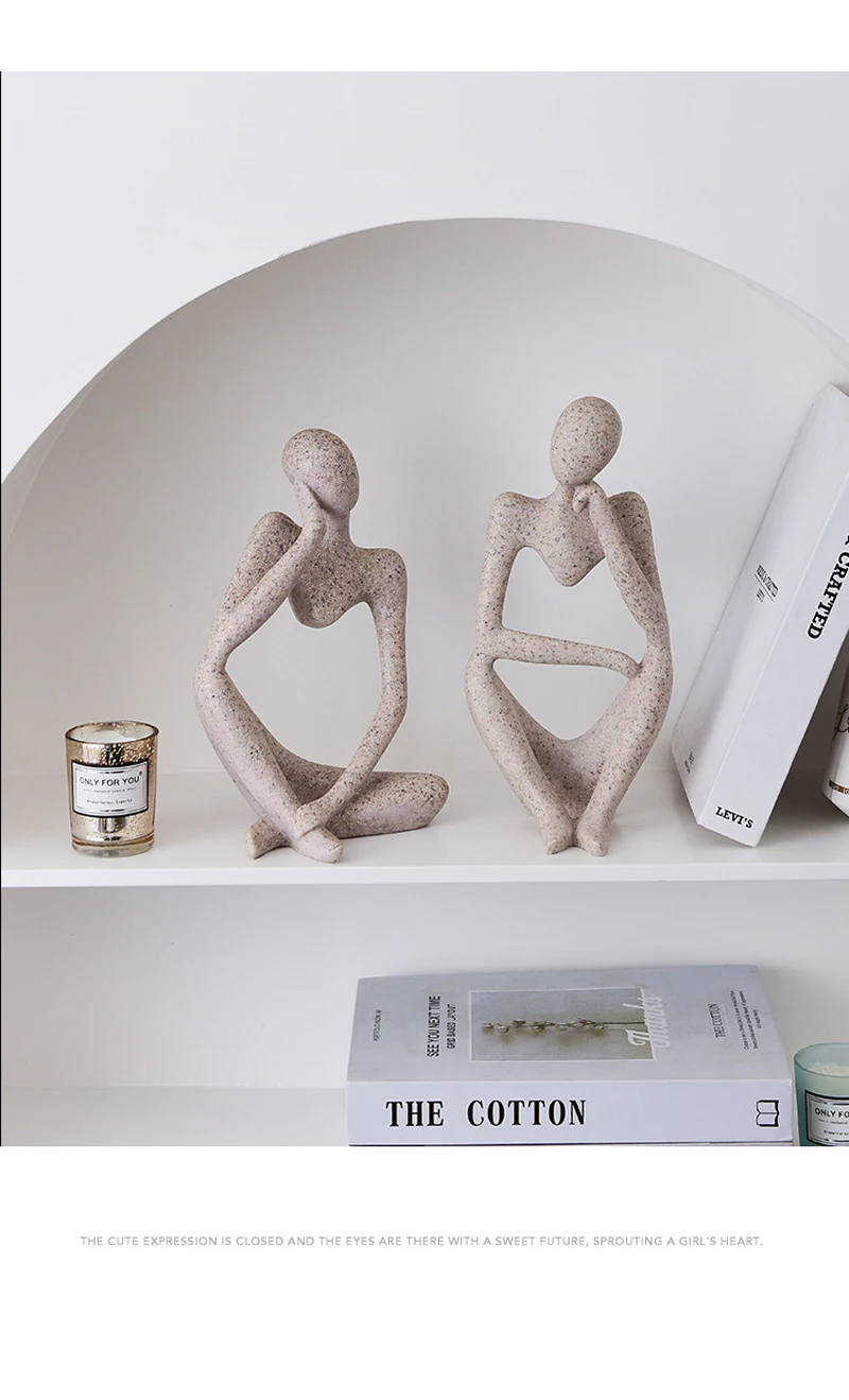 Vilead Nordic Abstract Sculpture Thinker Statue Resin Woman Figurine Office Home Decoration Accessories Decor Crafts Modern Art