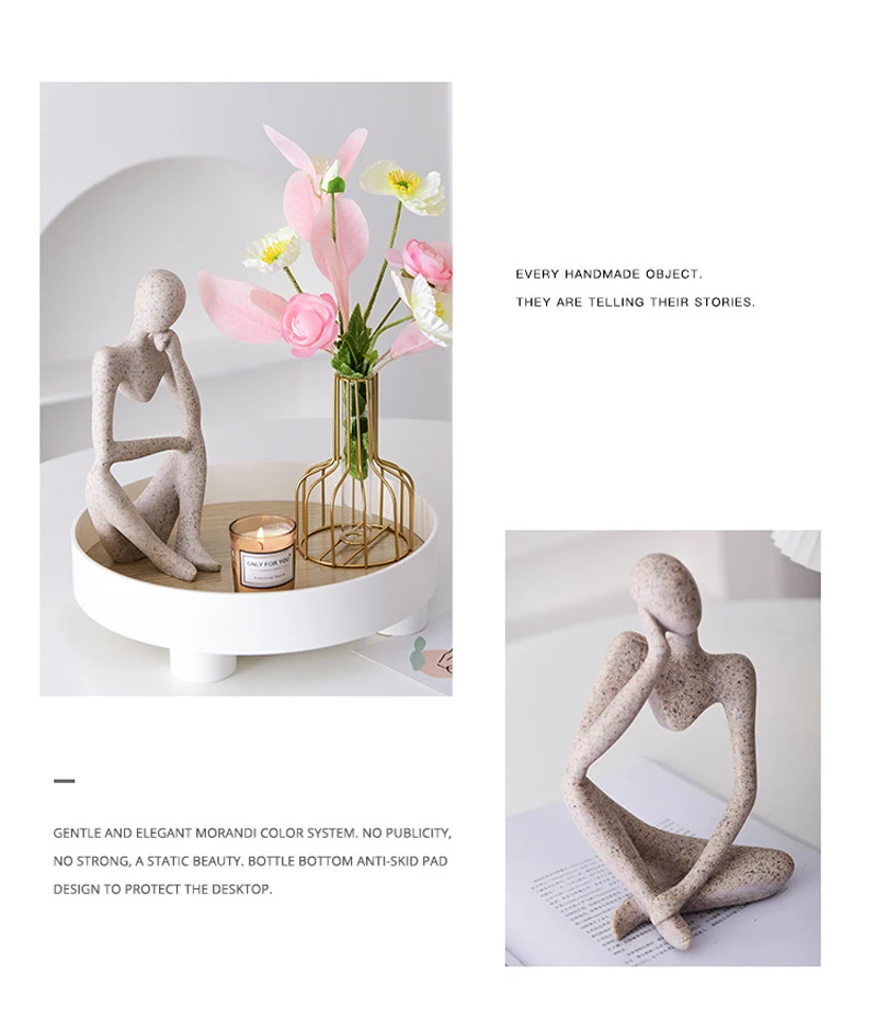 Vilead Nordic Abstract Sculpture Thinker Statue Resin Woman Figurine Office Home Decoration Accessories Decor Crafts Modern Art
